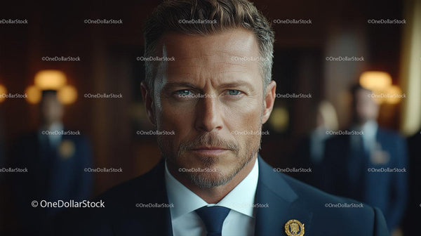Professional Businessman with Intense Gaze in Formal Suit