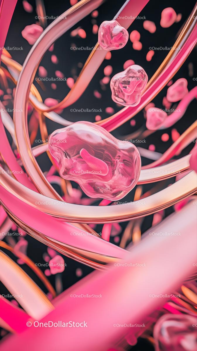 Heart-Shaped Icy Candies and Colorful Cables in Abstract Composition