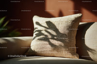 Beige Cushions with Textured Fabric in Modern Living Room