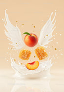 Peach and honeycomb with splashing milk wings