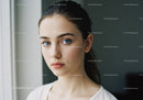 Close-Up Portrait of a Young Woman with Blue Eyes and Natural Beauty