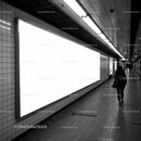 Minimalist Subway Tunnel with Tiled Walls and Modern Lighting