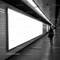 Minimalist Subway Tunnel with Tiled Walls and Modern Lighting