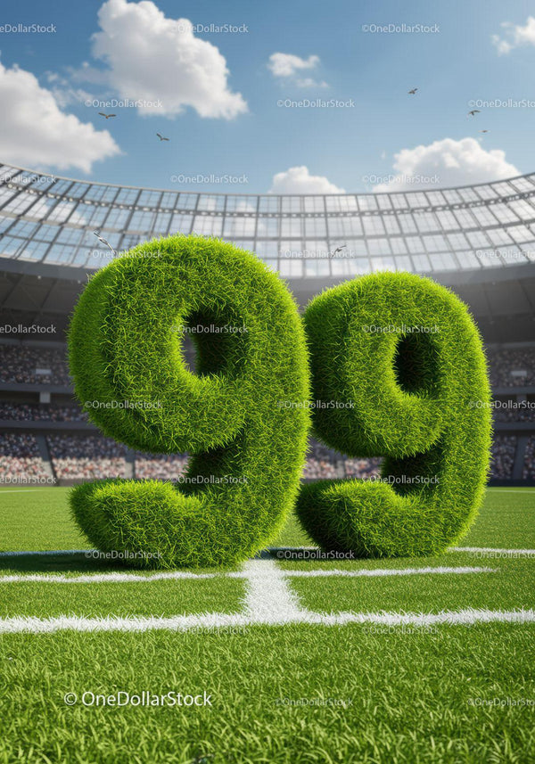 Grass-Covered Number Ninety Nine on Soccer Field