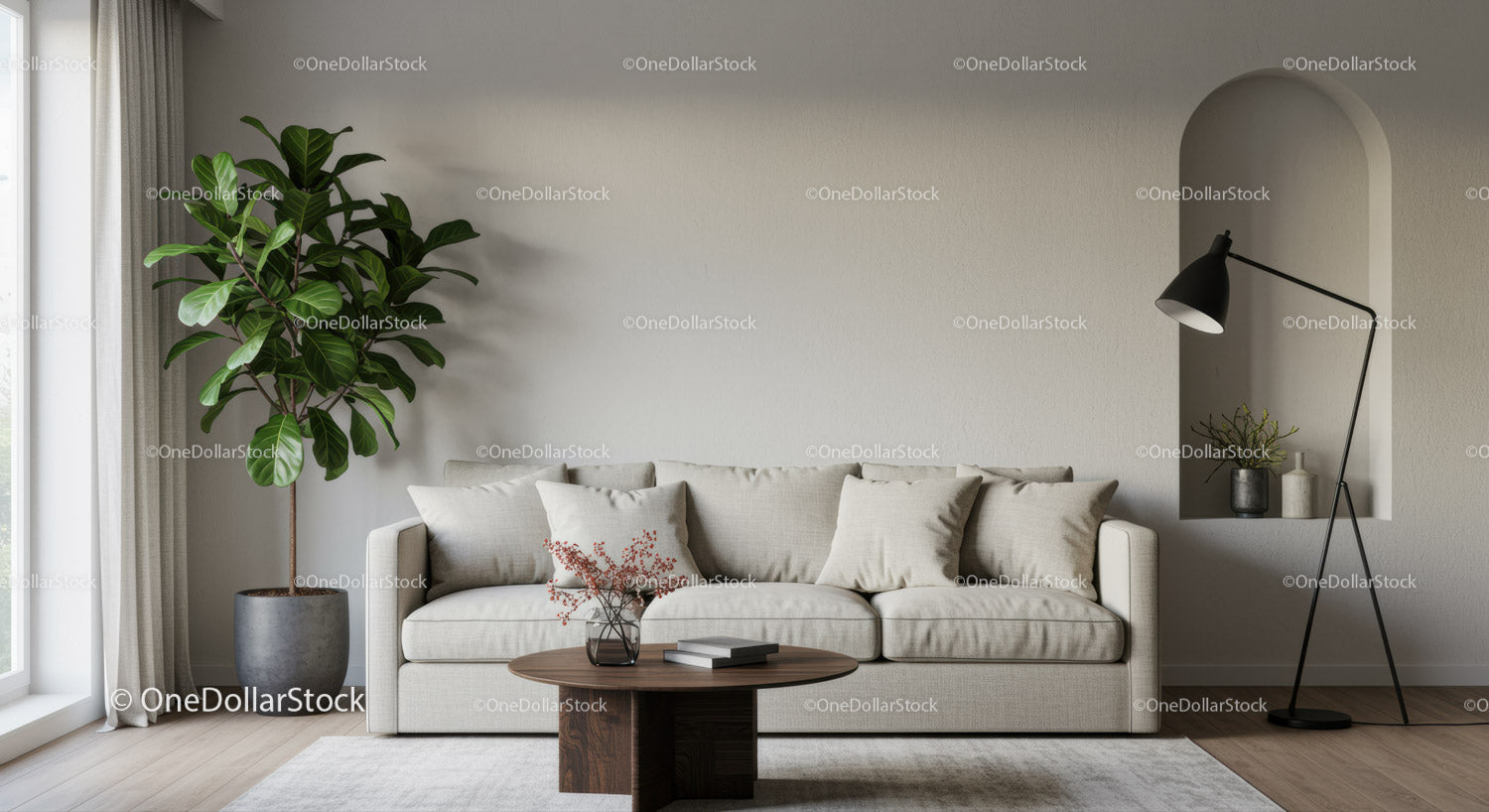 Modern minimalistic living room with neutral tones
