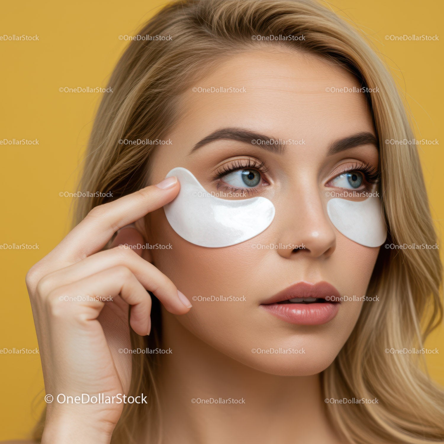 Young Woman Applying Under Eye Patches for Skin Care