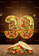 Tasty Chicken Tacos Shaped as Number Thirty Nine