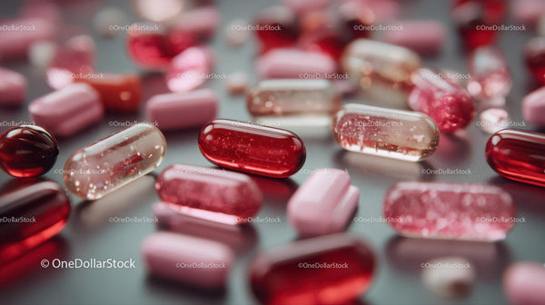 Colorful Assorted Capsules and Pills for Medicine and Healthcare