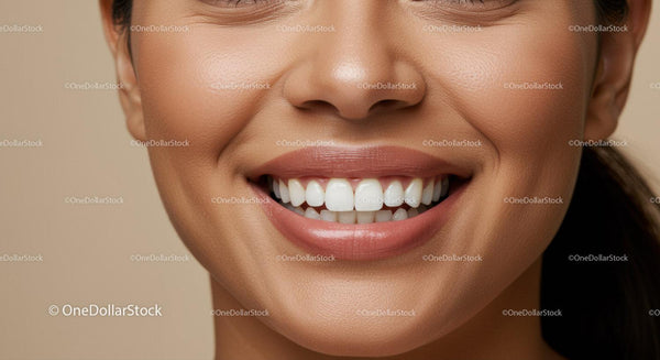 Close up of smiling woman with healthy teeth