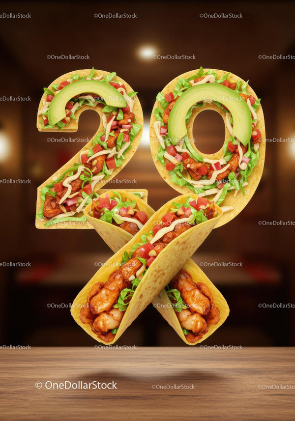 Tasty Chicken Tacos Forming Number Twenty Nine
