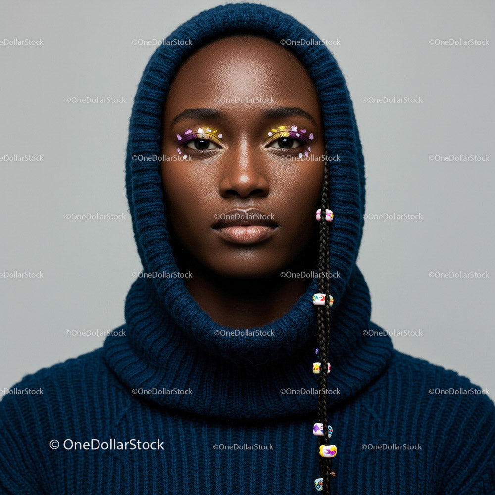 Portrait of a Beautiful Model with Artistic Makeup and Fashion