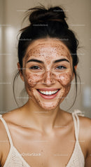 Young Woman with Freckles Smiling Cheerfully in a Natural Portrait