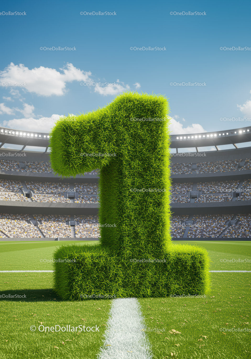 Green Grass Number One on Soccer Stadium Field