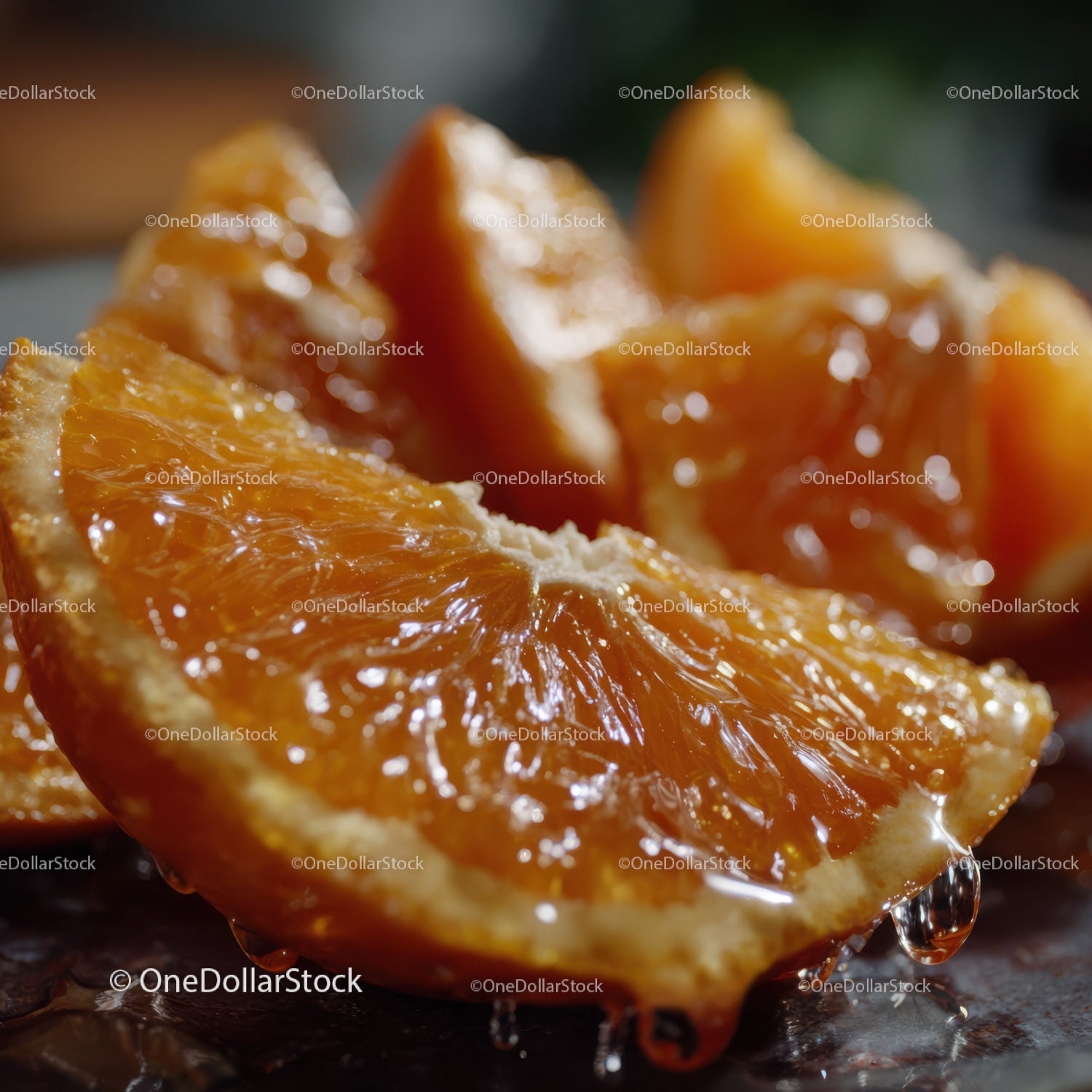 Juicy Orange Slices in Close-Up with Vibrant Colors