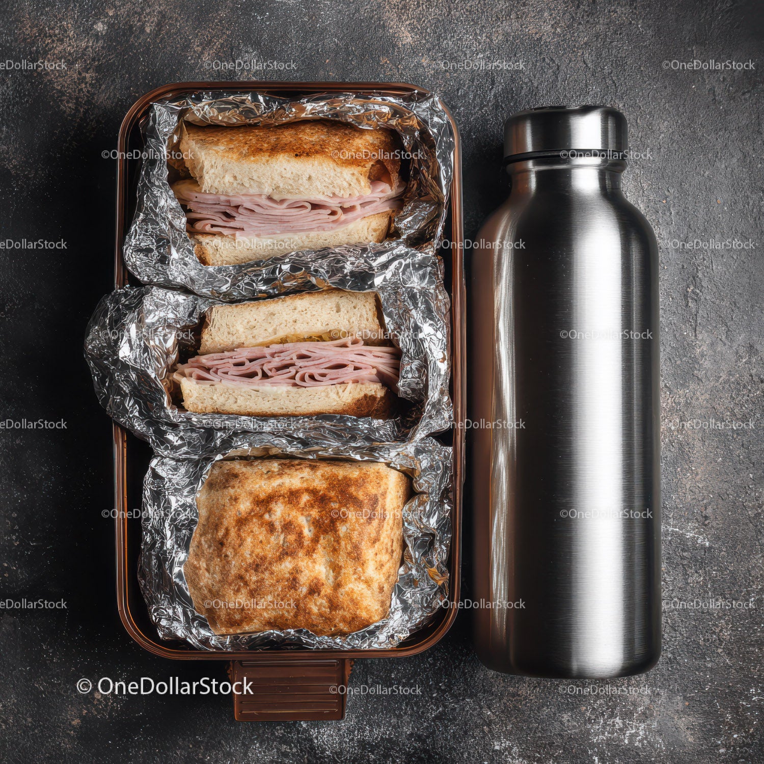 Ham and Cheese Sandwiches with Bread and Deli Meat in Lunch Box