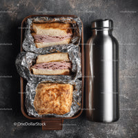 Ham and Cheese Sandwiches with Bread and Deli Meat in Lunch Box