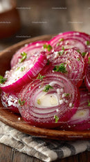 Fresh White Onion Slices on Ornate Blue Plate with Onions in Background Stock Photo Bundle preview 13