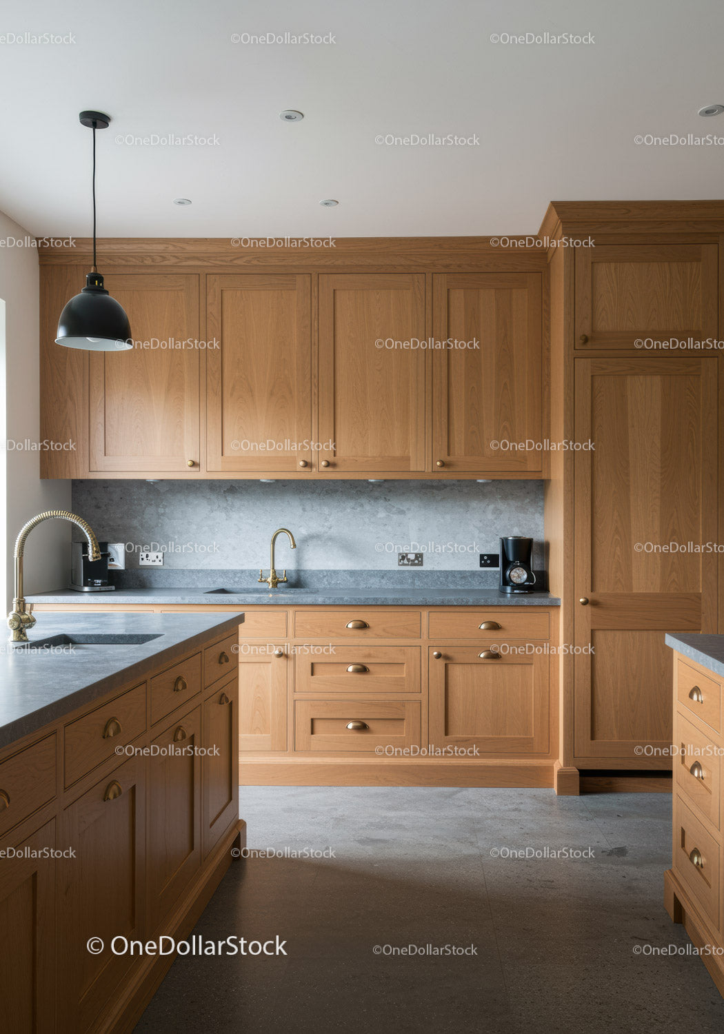 Modern Kitchen with Wooden Cabinets and Granite Countertops