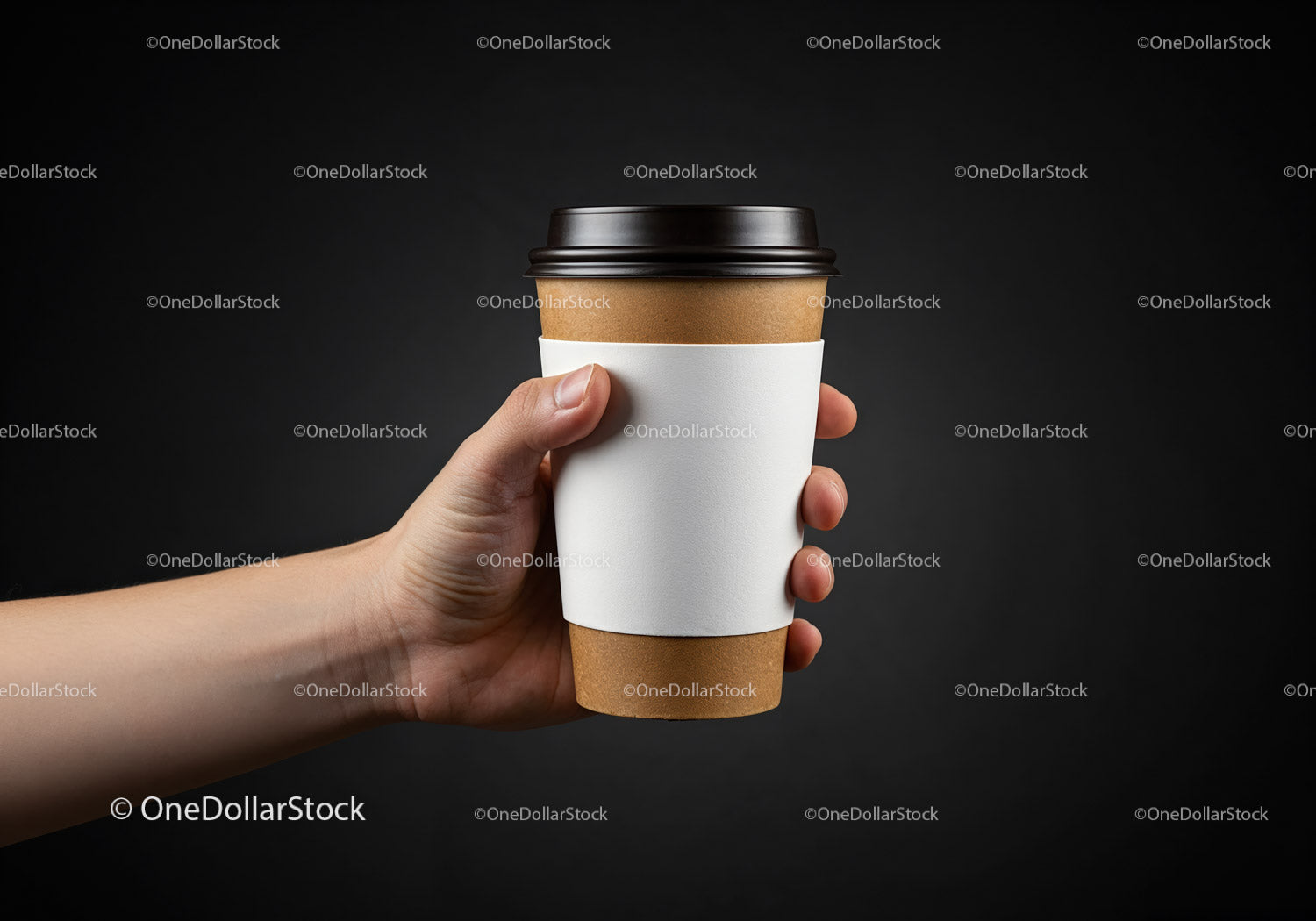 Hand Holding a Takeaway Coffee Cup with Black Lid