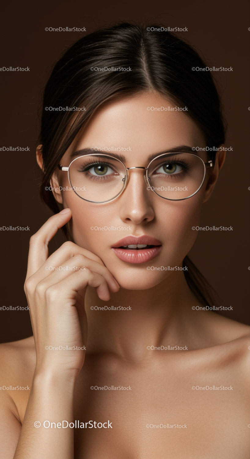 Elegant Young Woman Wearing Glasses for Fashion and Beauty