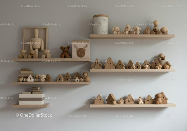 Natural Wooden Baby Toys and Nursery Decor in Cozy Scandinavian Style