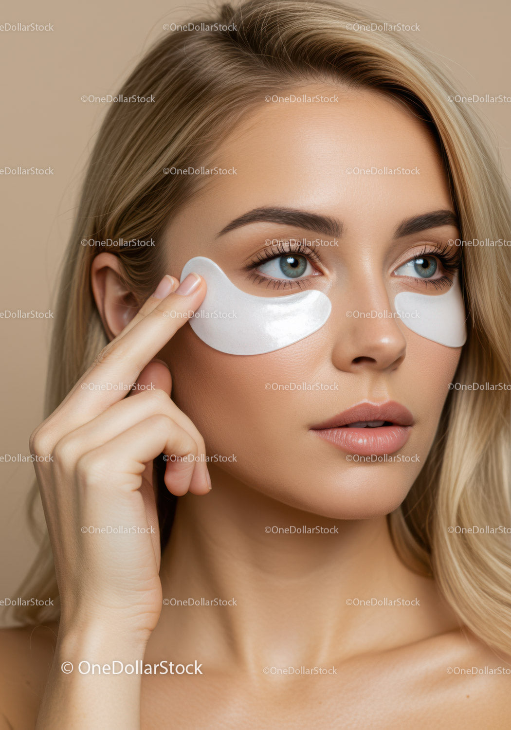 Young Woman Applying Eye Patches for Skincare Beauty Treatment