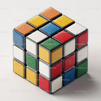 Colorful Rubik's Cube with Vibrant Red, Blue, Green, Yellow, and White Colors