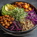 Colorful Vegan Salad Bowl with Avocado, Chickpeas, and Quinoa