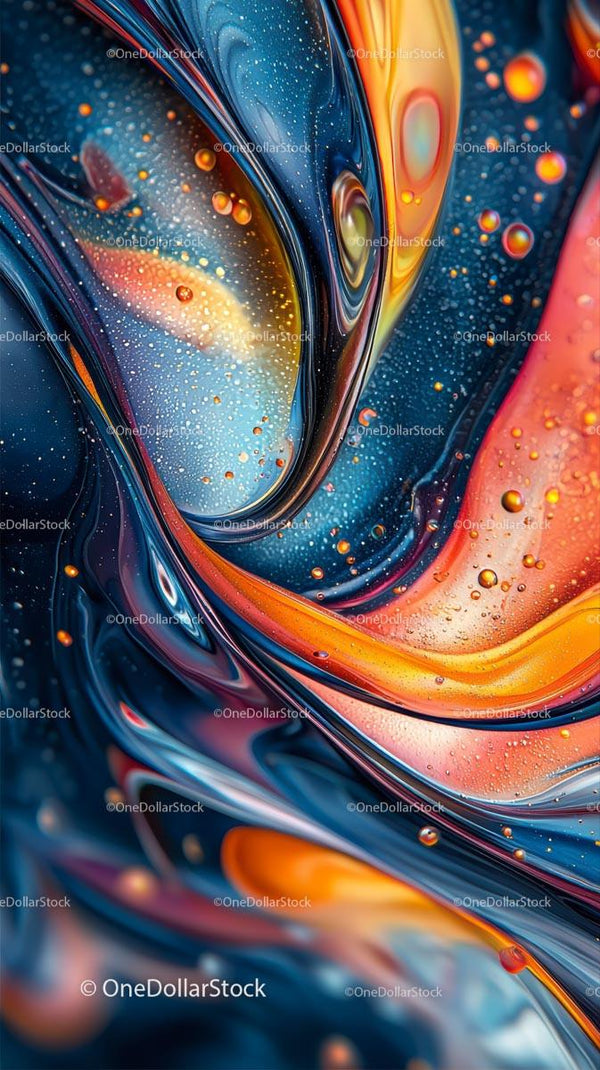 Abstract Fluid Art with Swirling Colors and Vibrant Texture