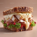 Gourmet Grilled Chicken Sandwich with Melting Cheese and Fresh Vegetables