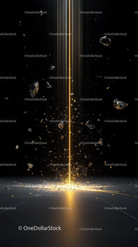 Futuristic Space Energy with Glowing Golden Particles and Light Streaks