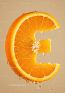Fresh Orange Slice with Water Droplets Close Up