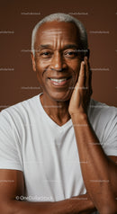 Smiling Elderly Man with Joyful Expression in Studio Portrait