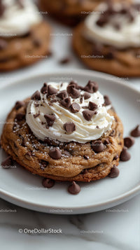 Chocolate Chip Cookie with Whipped Cream and Chocolate Chunks