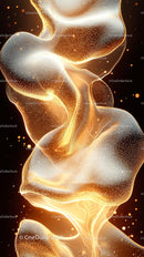 Abstract Gold and White Light Swirls with Sparkling Particles