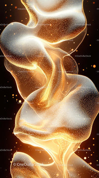 Abstract Gold and White Light Swirls with Sparkling Particles