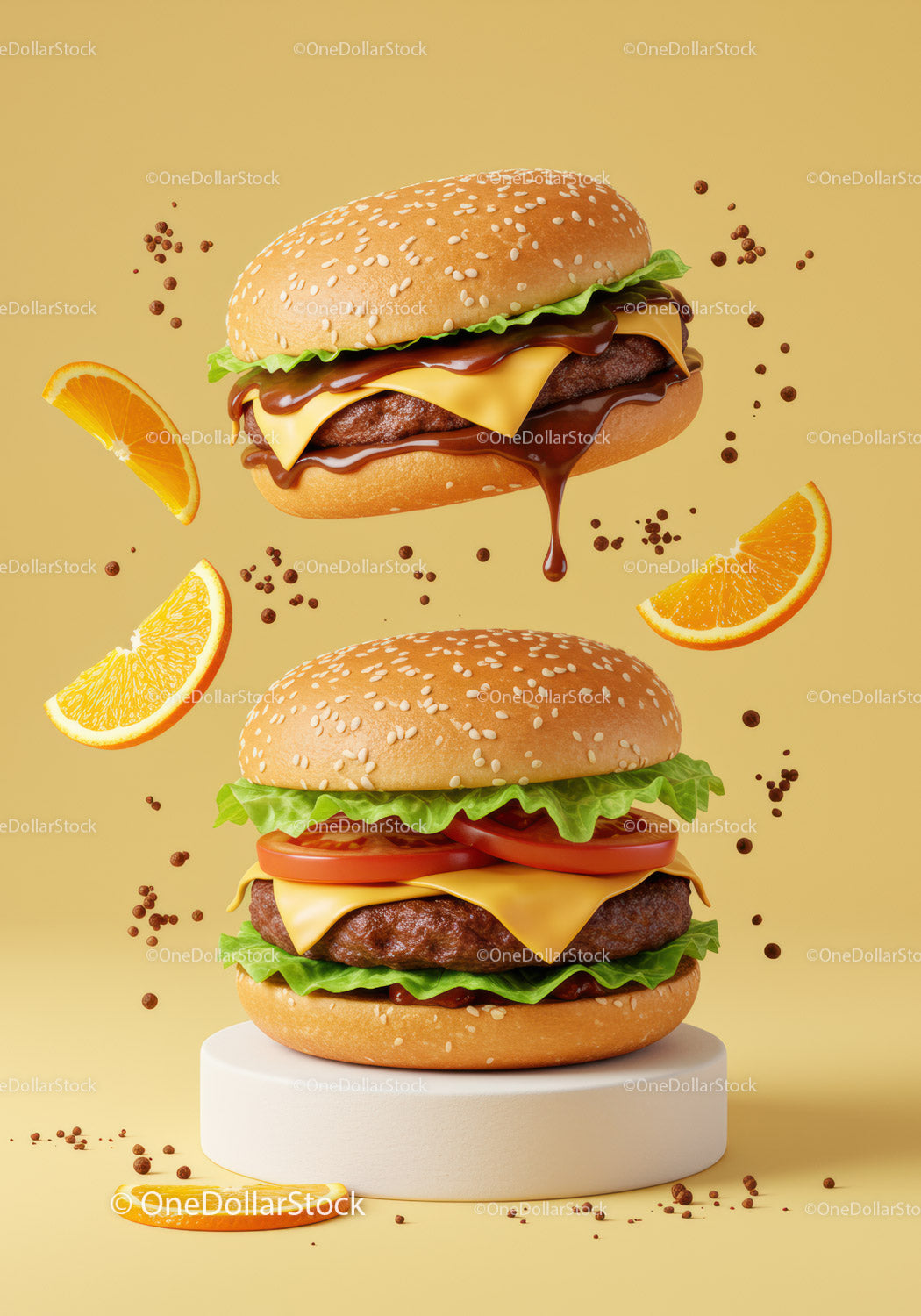 Cheeseburgery ze świeżymi składnikami i płynącym sosem