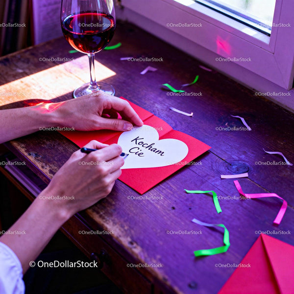 Writing a Heartfelt Valentine Note by the Window Light