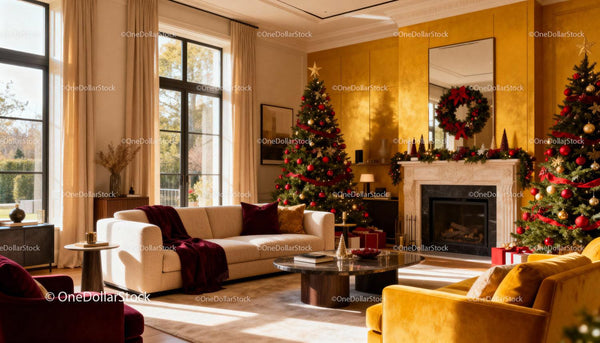 Cozy Living Room with Elegant Christmas Decoration