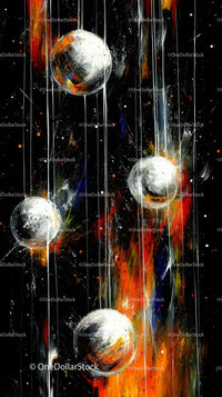 Abstract Space Art with Vibrant Nebula and Starry Orbs