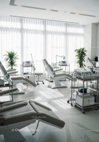 Modern Medical Clinic with Examination Chairs and Healthcare Equipment