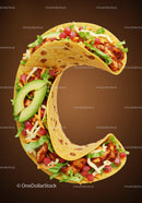 Taco Letter C Made From Fresh Ingredients
