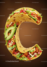 Taco Letter C Made From Fresh Ingredients