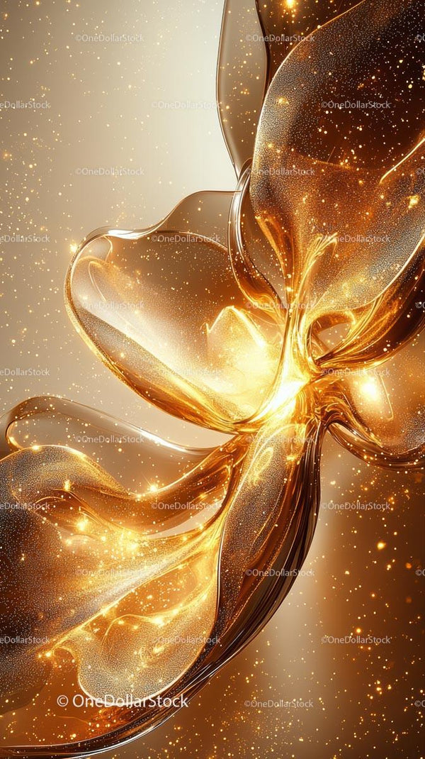 Luxurious Golden Abstract Shapes with Sparkling Particles for Modern Designs
