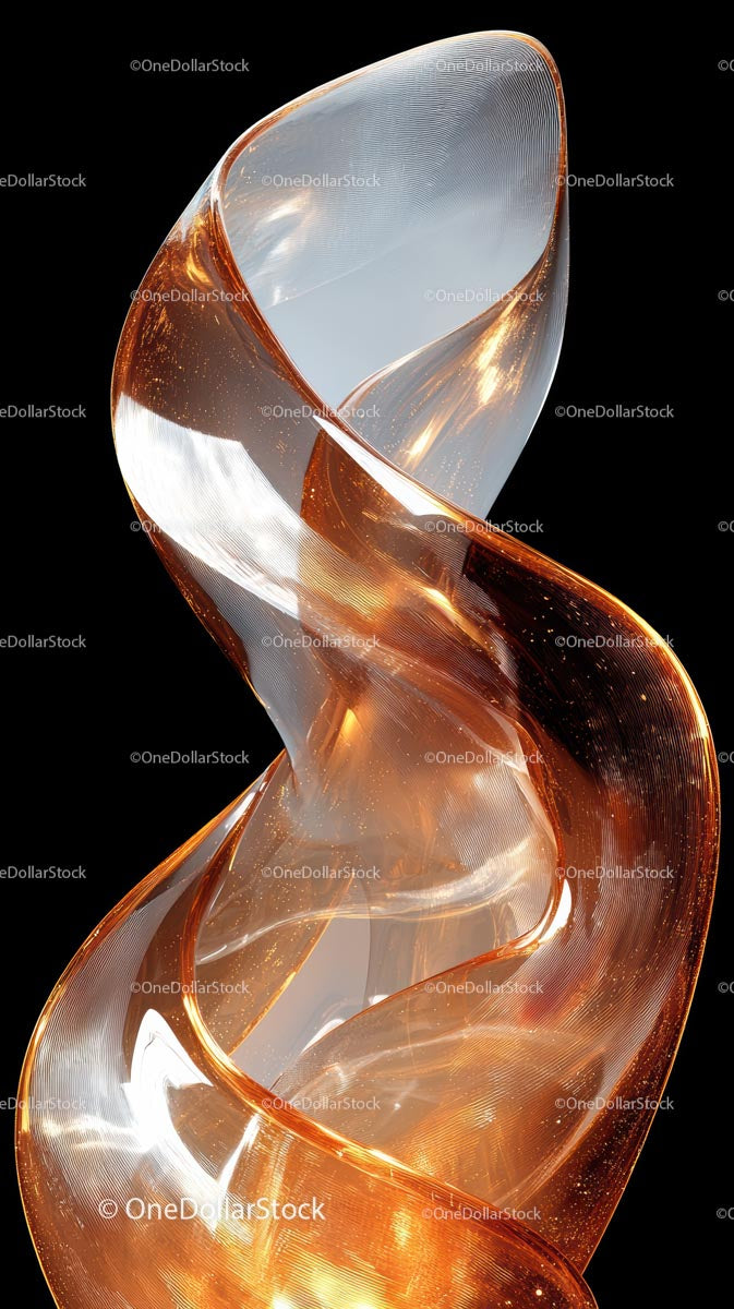 Elegancka abstrakcyjna szklana rzeźba z metalicznym wykończeniem do nowoczesnego wystroju