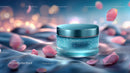 Luxury Cosmetic Jar Surrounded by Delicate Rose Petals