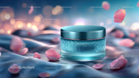 Luxury Cosmetic Jar Surrounded by Delicate Rose Petals