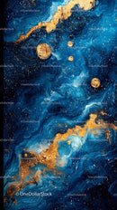 Elegant Blue and Gold Abstract Background with Metallic Accents