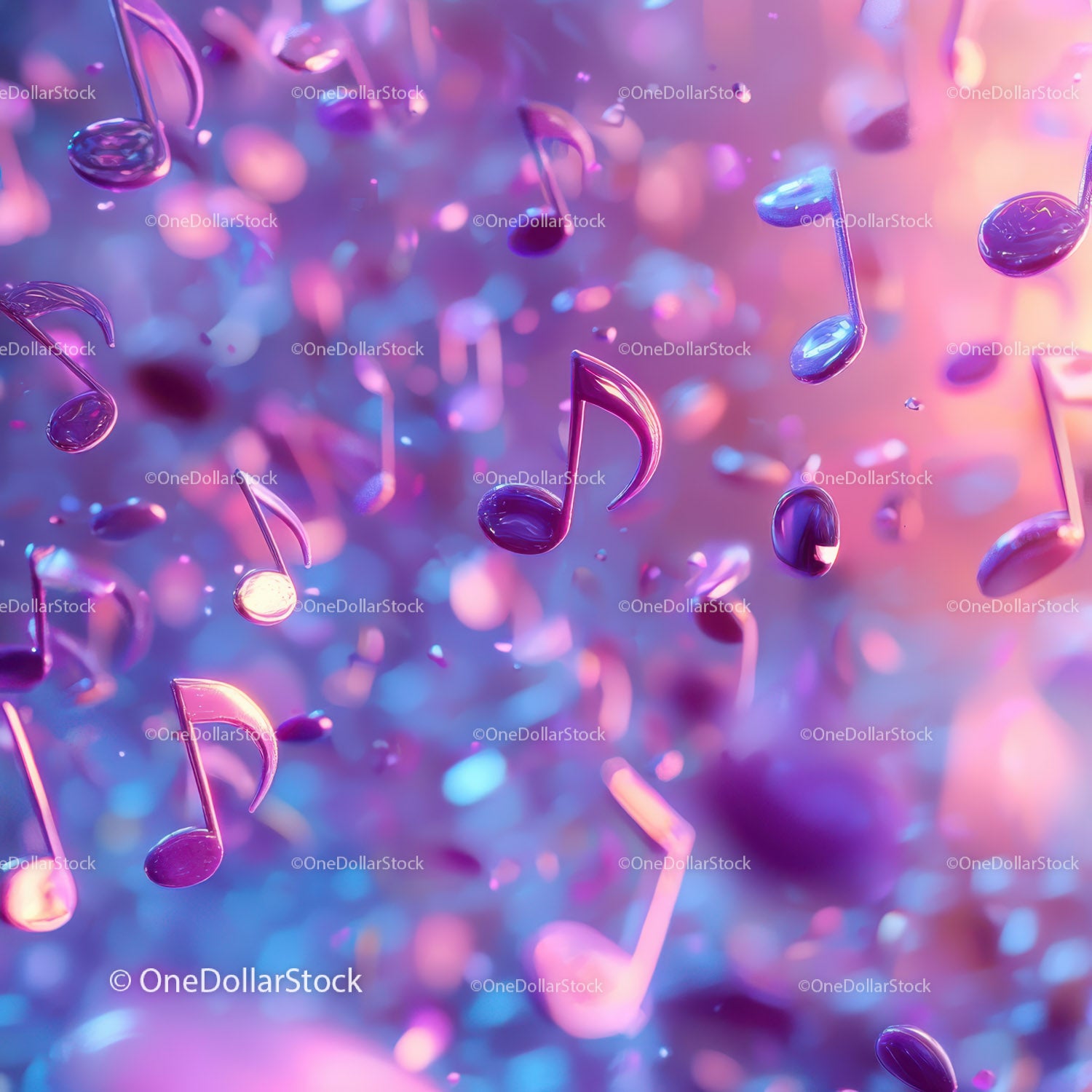 Vibrant Musical Notes Floating in Colorful Artistic Background
