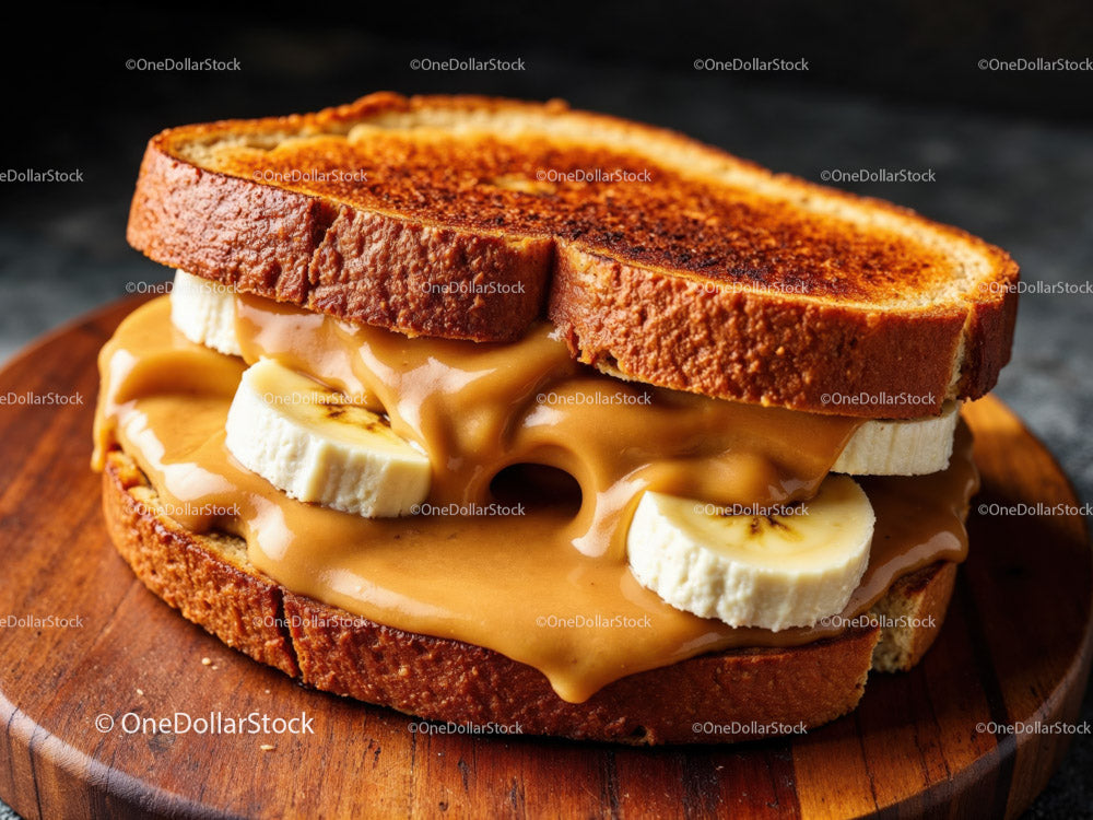 Peanut Butter and Banana Sandwich on Toasted Bread